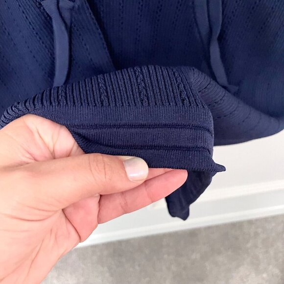 Zara Knit Navy Blue Mini Dress with Gold Buttons Size L - Picture 6 of 9